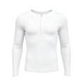 thumbnail image 4 of Fwqbns Men's Long Sleeve Solid Color Button Down Shirt Semi-sheer Round Neck Fashion Top for Casual Parties Nightclubs White, 4 of 6