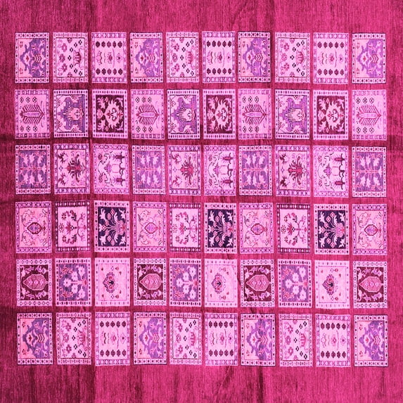 Ahgly Company Indoor Square Abstract Pink Modern Area Rugs, 3' Square