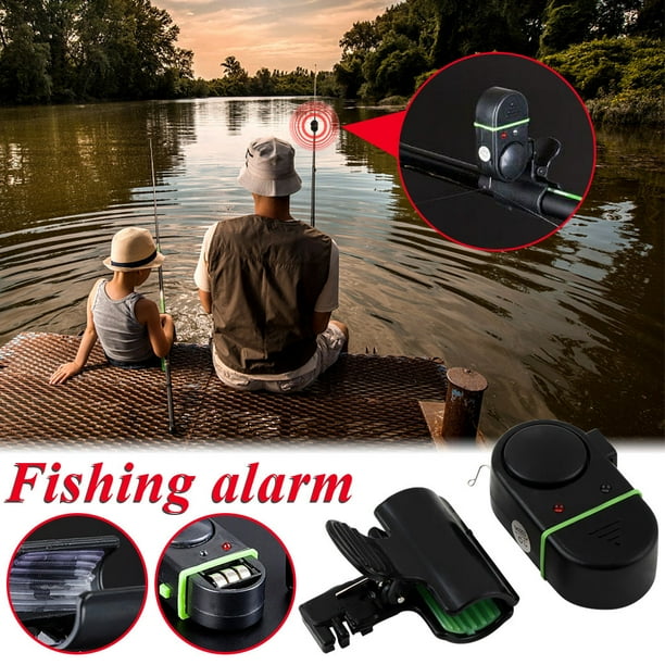Indicador de luz sonora electrónica de alarma de pesca | Alerta audiovisual fuerte de 80 dB | ABS portátil | Ahorro de energía | Se adapta a la mayoría de las cañas | Resistente a la intemperie | 1x