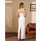 thumbnail image 3 of Vestido largo HTZMO elegante ajustado de verano con cuello halter blanco M, 3 of 7