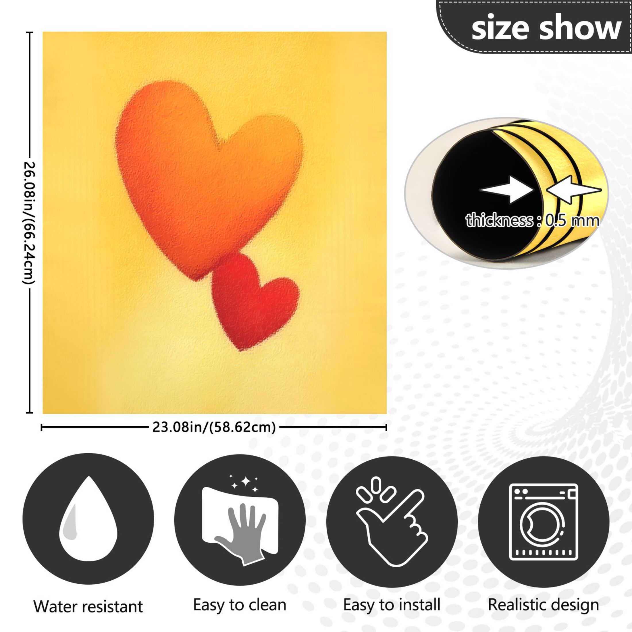 IAUYY Magnetic decorative sticker - 23x26 Inch PVC Refrigerator Decorative Cover, Removable DIY Art for Kitchen Appliances Heart