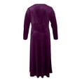 thumbnail image 5 of Velvet Dress for Women Autumn Winter New V-neck Slim Twist High Waist Evening Dress Sexy Solid Color Pleated A-line Dresses, 5 of 5
