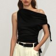 thumbnail image 2 of Blusa ajustada con cuello sesgado y pliegues para mujer Elegante, 2 of 6