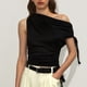 thumbnail image 2 of Blusa ajustada con cuello sesgado y pliegues para mujer Elegante, 2 of 6