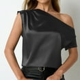 thumbnail image 2 of Jamicy Blouse for Women Summer Outfits Women’S Tops Asymmetrical Off-Shoulder Shirt Sleeveless Ruching Satin Blouses Elegant Trendy Dressy, 2 of 4