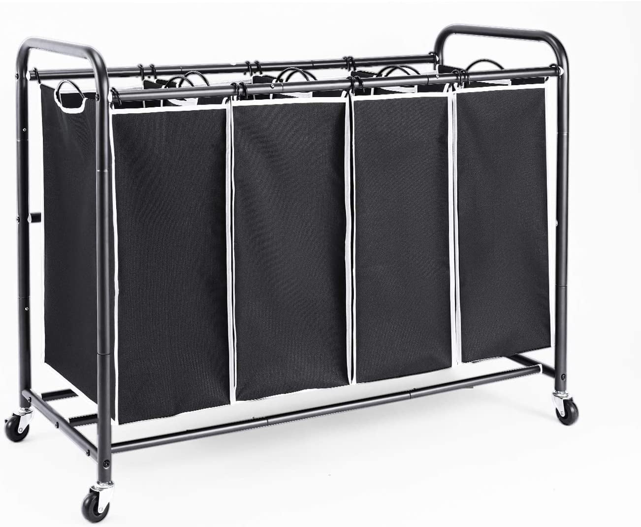 Multiple 4 Section Laundry Sorter Hamper Cart Heavy Duty Rolling Lockable Wheels