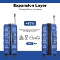 thumbnail image 4 of 3 Piece Luggage Sets, Expandable Hardside Suitcases 25in/29in, Carry on 21in, Travel Luggages with Double Spinner Wheels TSA Lock Lightweight, Dark Blue, 4 of 6