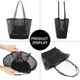 thumbnail image 3 of VOROLO - Bolso de playa de malla para mujer, bolso de hombro para mujer, bolso de ganchillo casual de verano suave, Caqui, Large, 3 of 5