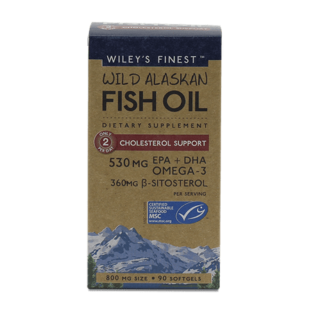 Wiley's Finest Wild Alaskan Fish Oil Cholesterol Support Softgels, 90