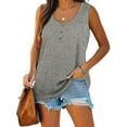 thumbnail image 3 of Qwertyu Plus Size Tank Tops for Womens Casual Summer Boho Shirts with Button Loose Sleeveless Tunic Tops Gray L, 3 of 7