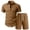 Brown, variant on Vacation Set Men's Casual Fashionable Jacquard Short-Sleeve Loose-Fitting Shirt and Shorts Set – Resort Set,Black,L