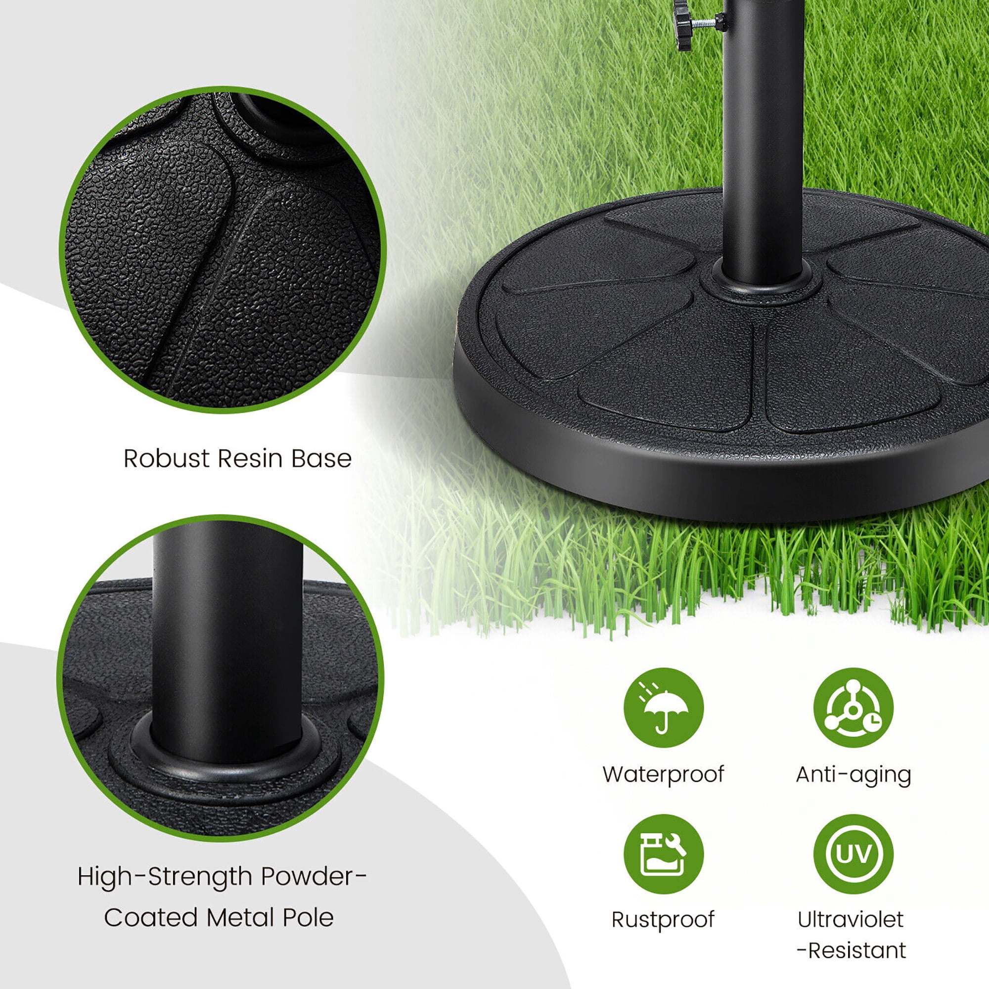 Gymax 31 lbs Patio Round Umbrella Weighted Base Heavy-Duty Table Market Stand Outdoor