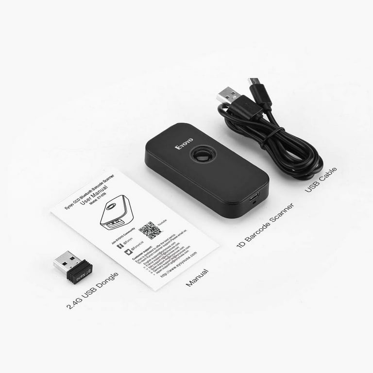 skuffe Skærm dinosaurus Mini 1D Wireless Barcode Scanner, Eyoyo Portable 3-in-1 Bluetooth & 2.4G &  USB Wired Bar Code Reader for Inventory Computer Tablet iPhone iPad, Work  with Windows Android iOS (Black) - Walmart.com