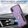thumbnail image 5 of SaniMore for iPhone X/XS Wallet Case, [RFID Blocking] Elastic Card Slot Vehicle Magnetic PU Leather Ring Holder & Lanyard Stand Money Pocket Protective Cover for iPhone X/XS, Purple, 5 of 15