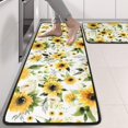 thumbnail image 2 of Kitchen Rugs Sets Of 2,White Green Leaf Flower Sunflower Pattern Anti Fatigue Kitchen Mat Rugs Non Slip Washable,Decorative Kitchen Floor Mats for Kitchen,Sink,Laundry,17"x47"+17"x47", 2 of 5