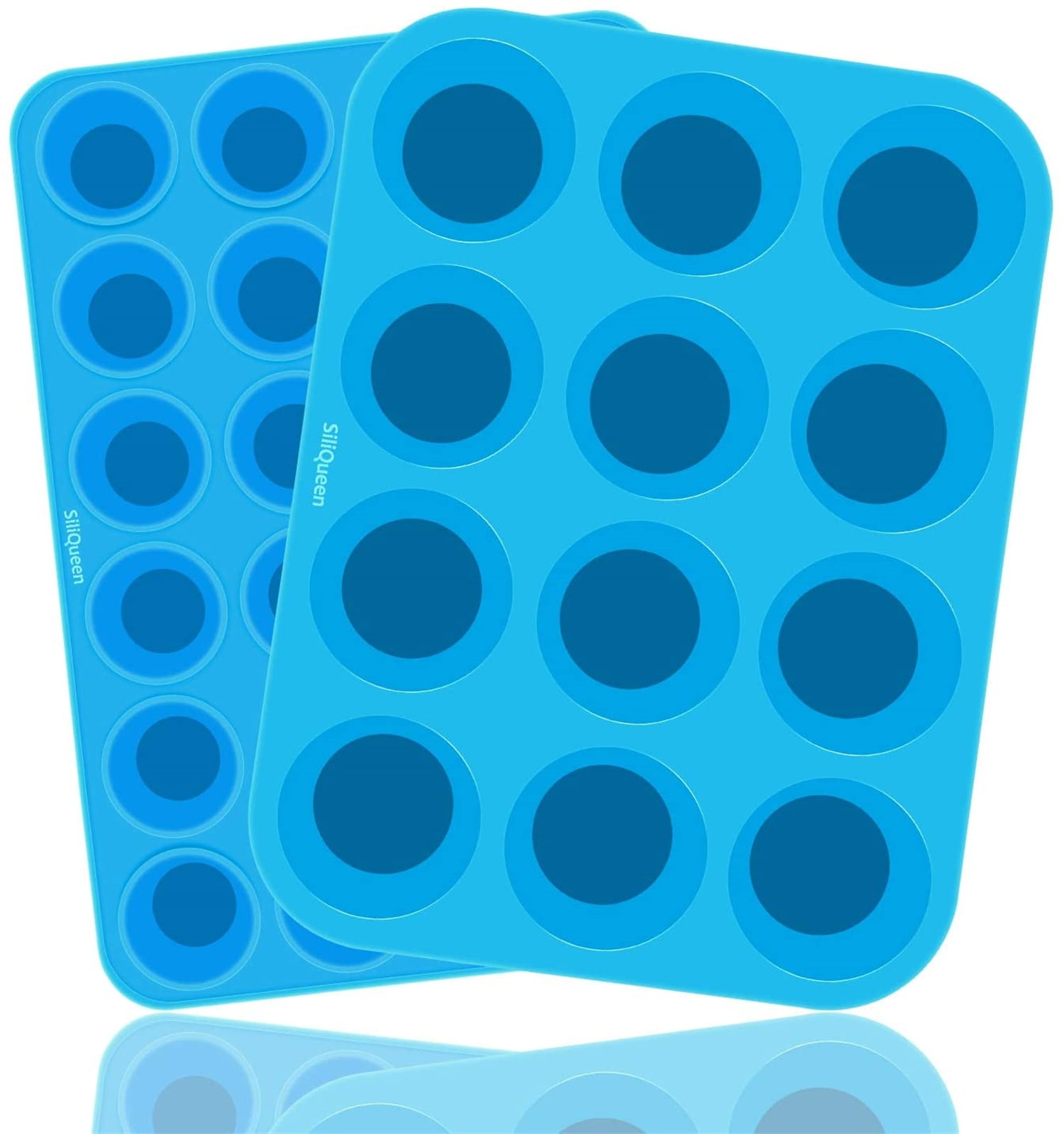 Kepooman Mini 24 Cups Non-Stick Silicone Mold for Baking, Blue Kepooman Mini 24 Cups Non-Stick Silicone Mold for Baking, Blue