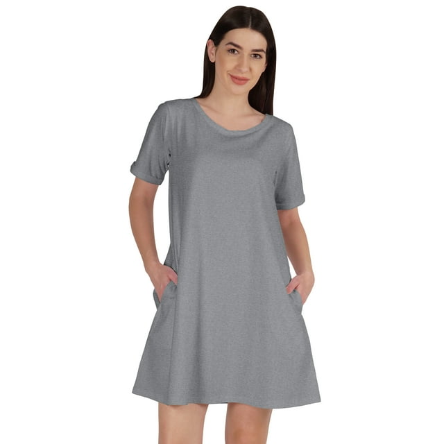 Inkmeso Robe Balançoire avec Poches Robe-chemise en Coton d'Été pour Femme