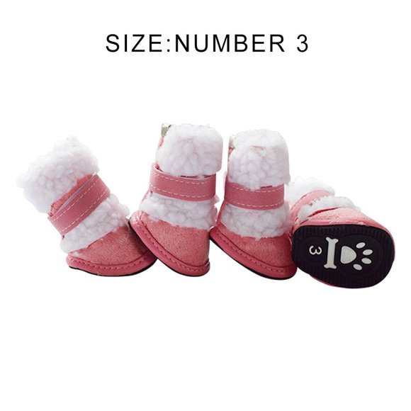 Maoww Pet Boots Rain Snow Puppy Shoes Cold-Proof Anti-Slip Pet Footwear, Pink, 3 Yards