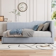 thumbnail image 3 of Twin Size Gray Corduroy L-Shaped Daybed - 81.7" Modern Upholstered Sleeper Sofa for Living Room/Apartment. Comfortable & Stylish Design., 3 of 17