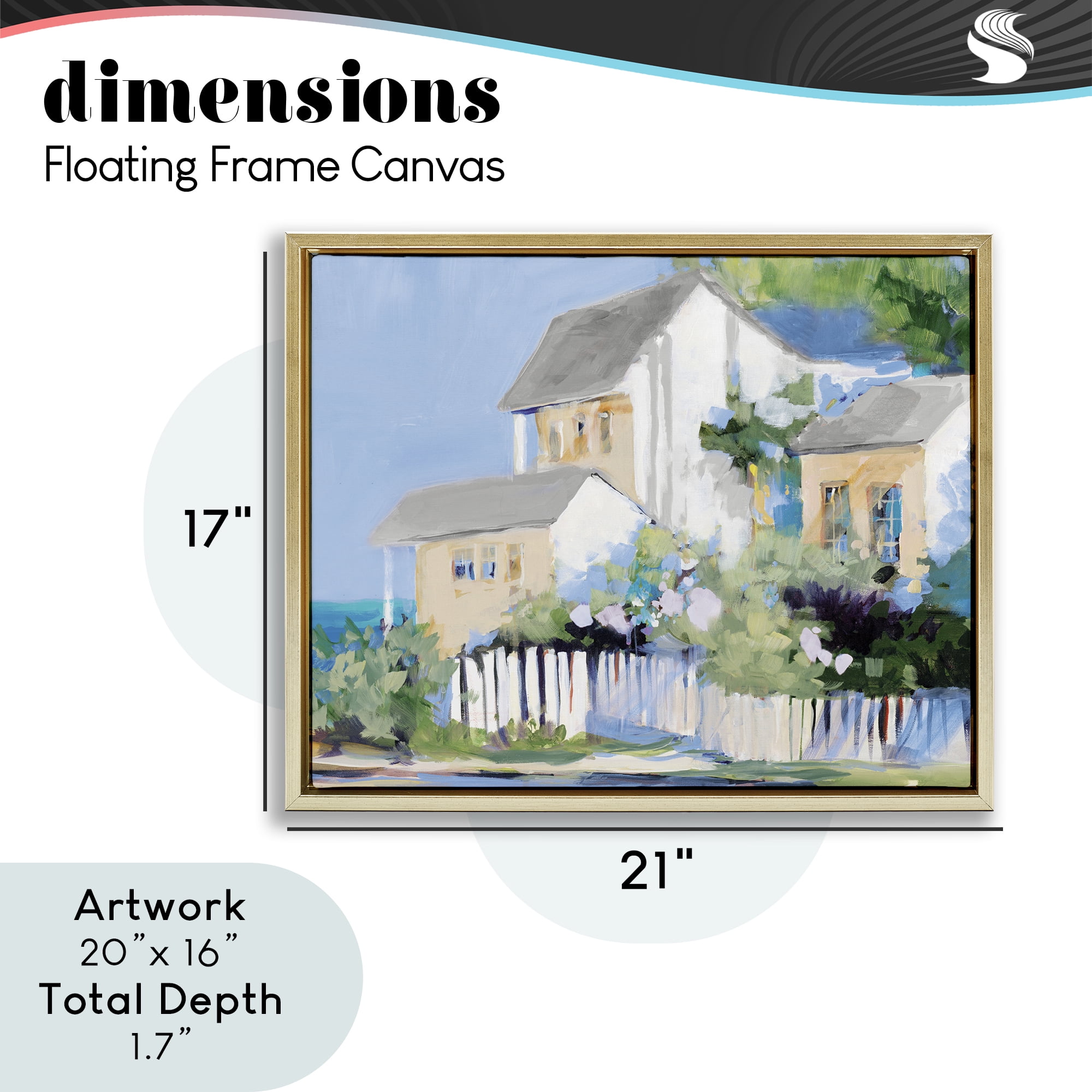 Stupell Industries Living by the Water Cottage Gold Framed Floater Canvas Wall Art, design by Jane Slivka