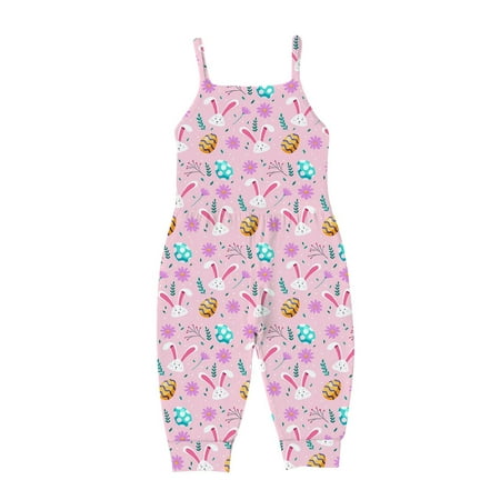 

Mikilon Toddler Kids Boys Girls Summer Easter Fashion Cute Flowers Print Suspenders Romper Jumpsuit Infant Onesies Girls 3-4 Years Pink on Sale