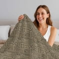 Abstract Blocks Throw Blanket for Couch Brown Taupe Tribal Motif Earthy ...