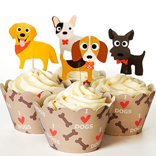 24 Pics et Emballages pour Cupcakes de Chien - Red Fox Tail