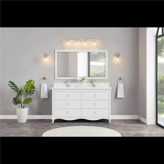 Legion Furniture WS2512-60-W 60 in. White Finish Solid Wood Sink Vanity, 1 in. Artificial Stone Top