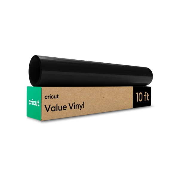 Cricut Glossy Value Vinyl Roll, Permanent, Black, 12 in x 10 ft, 1 Count