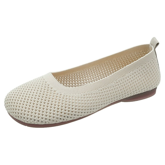 TOWED22 Women Comfort Square Toe Ballets Flats, Slip On Classical Walking Shoes for Wedding/Driving/Dating(Beige,8)