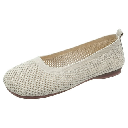 QYZEU Black Flat Shoes for Women Summer Formal Shoes Women Women Casual Shoes Fashionable New Simple and Pure Color Mesh All Season Casual Flat Bottom Shoes Beige 39