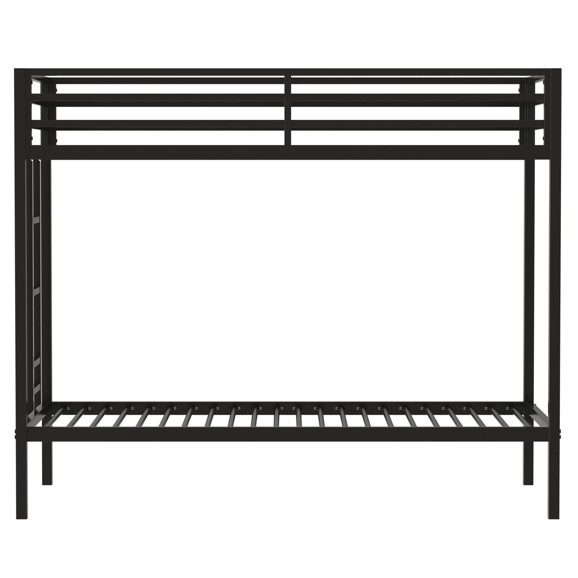 Noble House Adam Twin Over Twin Bunk Bed with Ladder, Guardrails, Metal Frame, Black