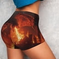 thumbnail image 4 of Gukieu Fiery Dragons Castle Attack Print Women's Sports Shorts, Elastic Waist High Stretch Running Yoga Gym Sweatpants-Medium, 4 of 8
