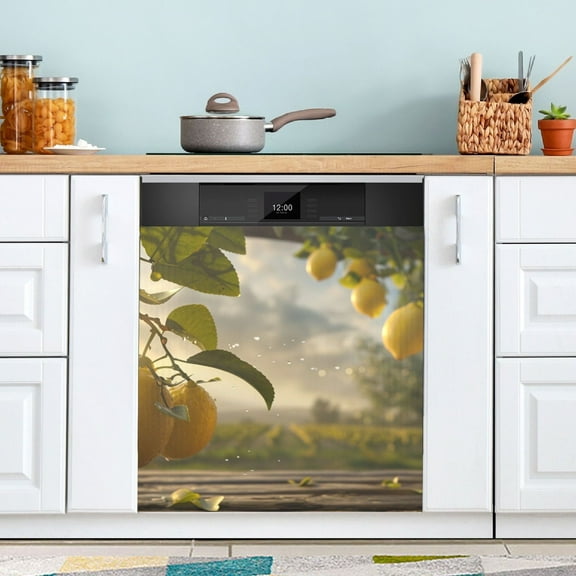 Lemons on Tree Dishwasher Magnet Cover Magnetic Fridge Door Cover Home Kitchen Decor 23"x 26"