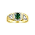 thumbnail image 1 of RYLOS Men's Rings 14K Yellow Gold Classic 7X5MM Oval Gemstone & Diamond Ring Green Sapphire September Birthstone Rings For Men Size 10, 1 of 7