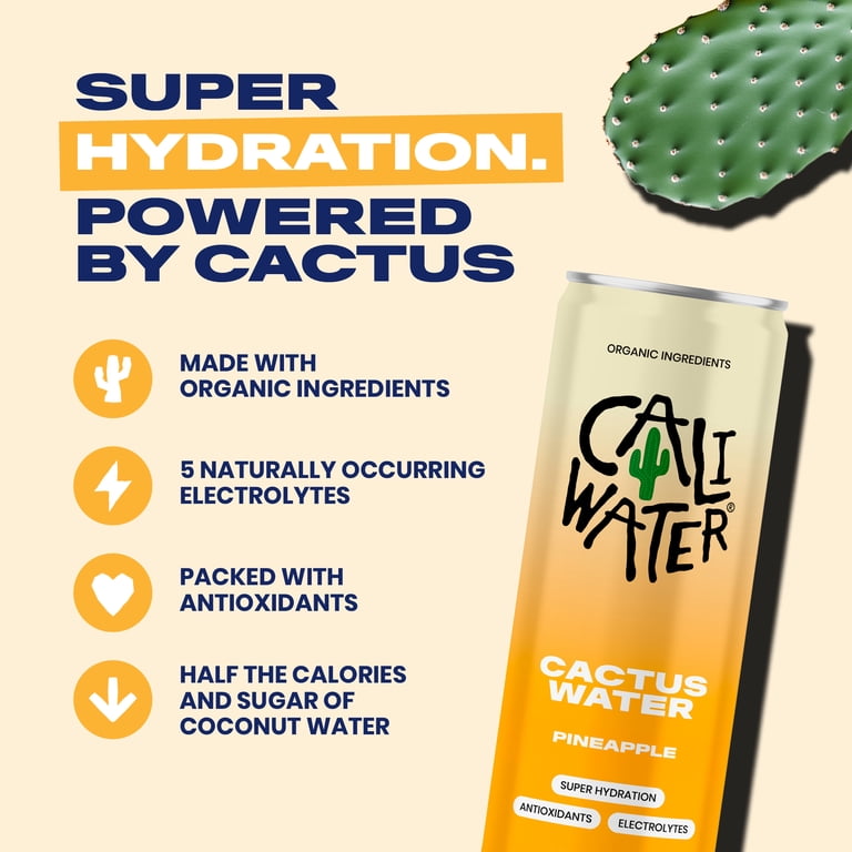 Caliwater Organic Pineapple Cactus Water, 12 fl oz Cans, 12 Pack photo 5