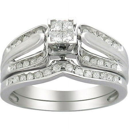 1/3 Carat T.W. Diamond Quad Bridal Set in 10kt White Gold