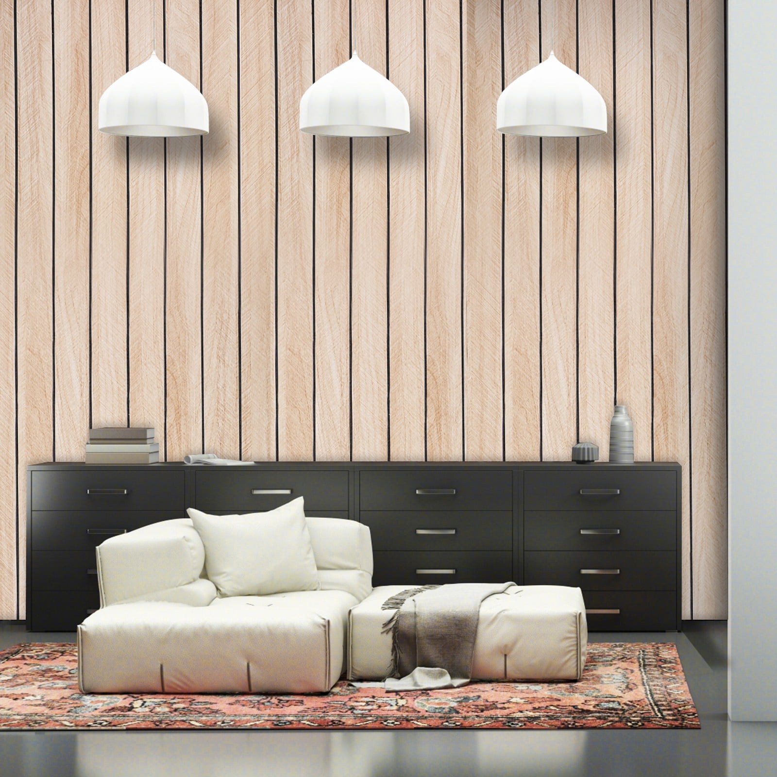 LOLIPPYY Wood Grain Peel and Stick Wallpaper Roll - 40cm x Self-Adhesive Removable Wall Panels for Bedroom and Living Room Decoration