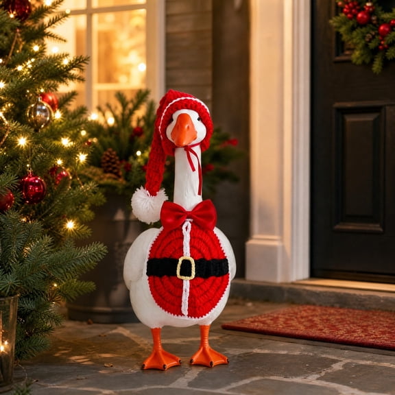 Tepsmf Christmas Red Knitted Outfit Festive Costume Set for Garden Statue Holiday Display