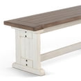 thumbnail image 3 of Pemberly Row 48" Side Dining Bench with Plank Style Seat in Off White and Brown, 3 of 9