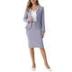 thumbnail image 1 of Conjunto de falda de 2 piezas para mujer INSPIRE CHIC, blazer peplum, falda lápiz de cintura alta, atuendo de trabajo en gris y púrpura, 1 of 6