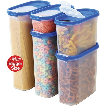 Food Storage Containers Set -STACKO- 10 PC. SET - Airtight Dry Food Container with POURING LIDS - Durable Clear Frosted Plastic BPA Free - Space Saver Modular Design - 5 Container (Best Dry Food Containers)