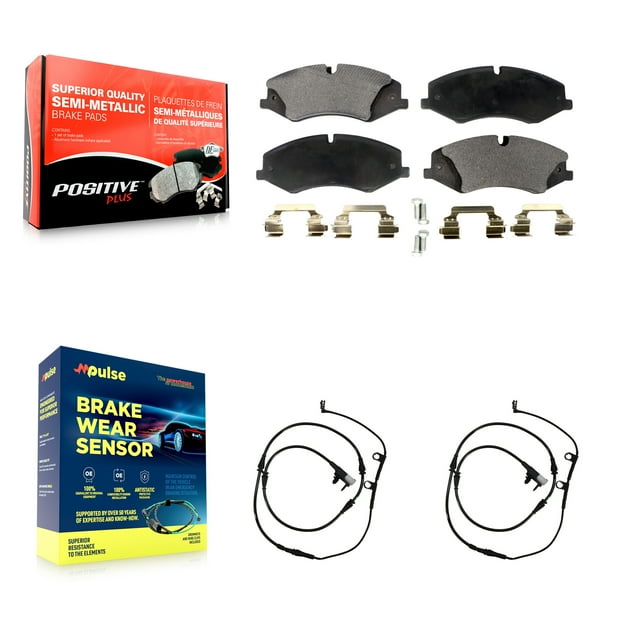 Positive Plus Front Semi-Metallic Disc Brake Pads and Wear Sensors Kit for Car Land Rover Range Sport with Brembo KPW-100916