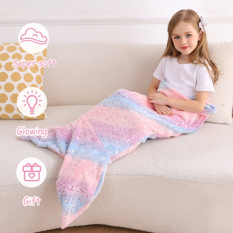 Personalized Mermaid Blanket For Baby Girls – Custom Name Swaddle Throw, Super Soft & Cute
