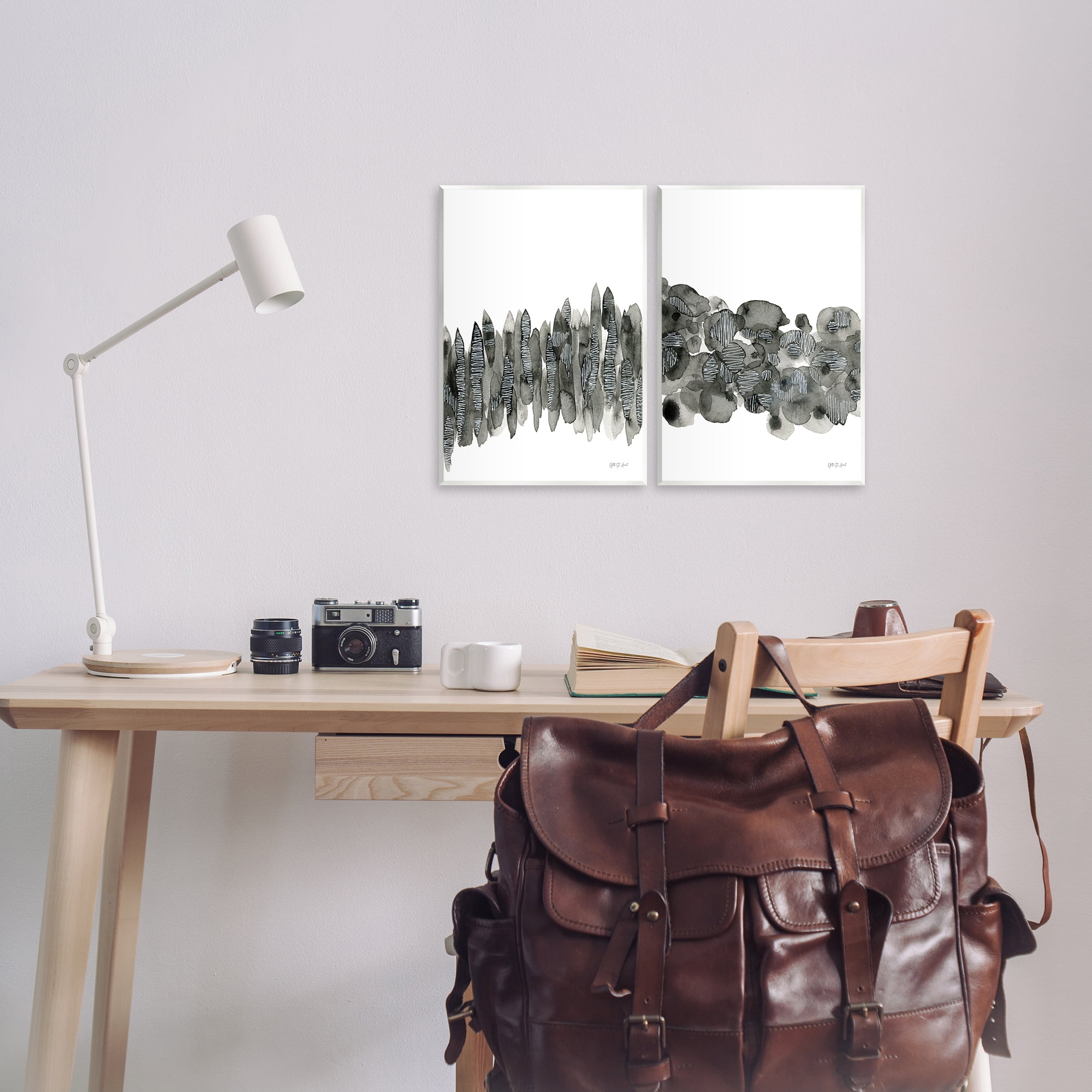 Stupell Industries Abstract Charcoal Kindling Abstract Painting Unframed Art Print Wall Art, 11 x 14, Set of 2