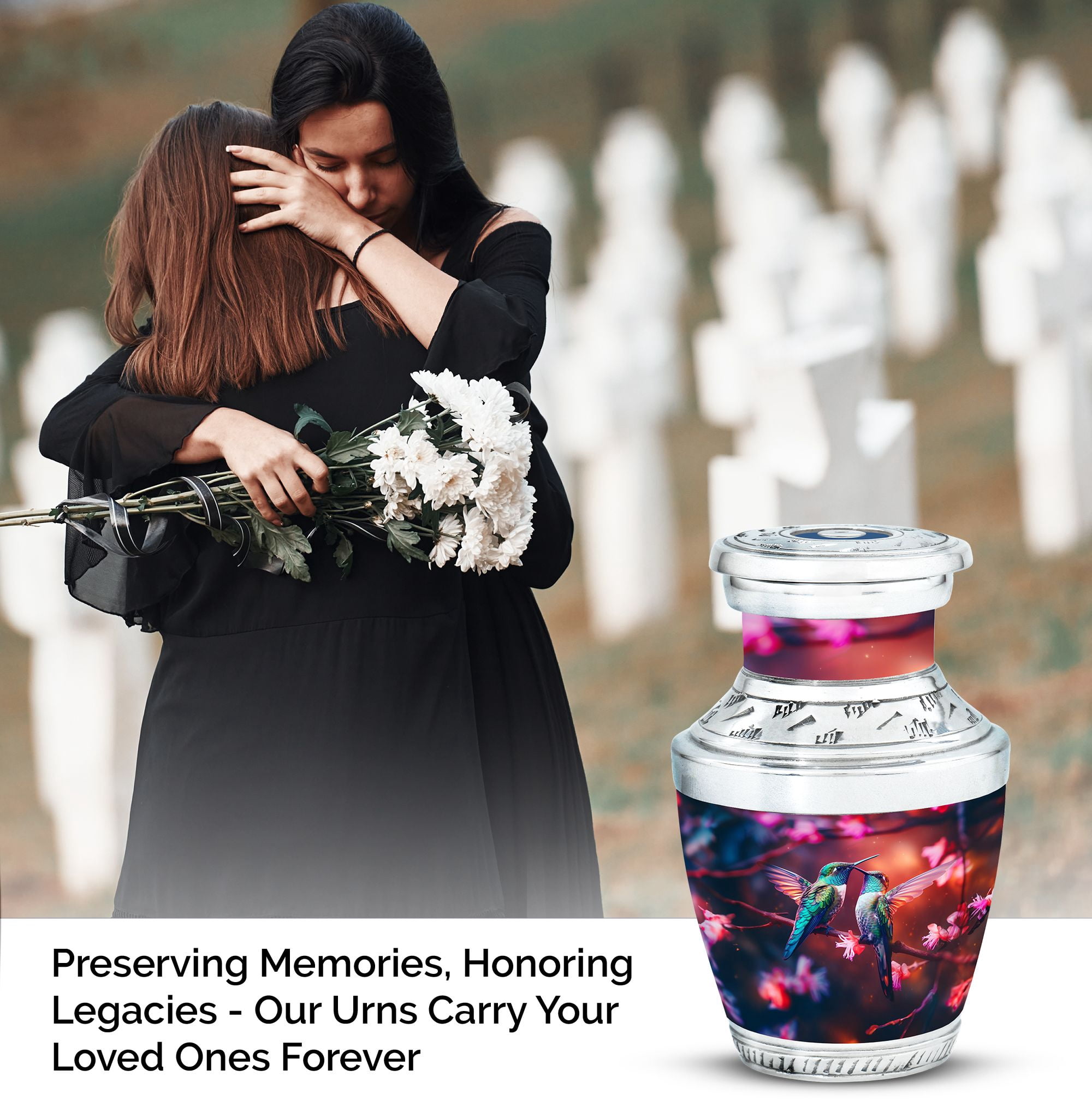 humming birds Unique Tiny Urn for Timeless Remembrance - Petite Memorial for Adult Female Tribute Funeral Urns For Human Ashes - Memorial Urns 3 Inch, 1 Pc