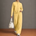 thumbnail image 4 of Cagogo Women's 2 Piece Pants Set Casual Open Front Cardigan Jacket Wide Leg Pants Outfits Loose Comfy Matching Lounge Sets Tracksuits Loungewear Travel Airport Clothes, Yellow L, 4 of 6