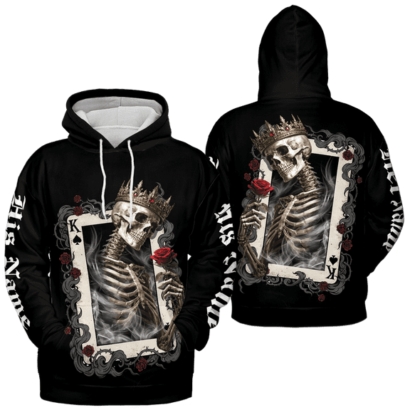 Lotusprinthandmade Personalized King and Queen Skull Hoodie 3D (S)