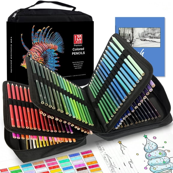 120 Colored Pencils Set, Professional Art Supplies for Adults Coloring Books with Sketchbook,Oil-Based for Drawing, Sketching, Blending, Shading