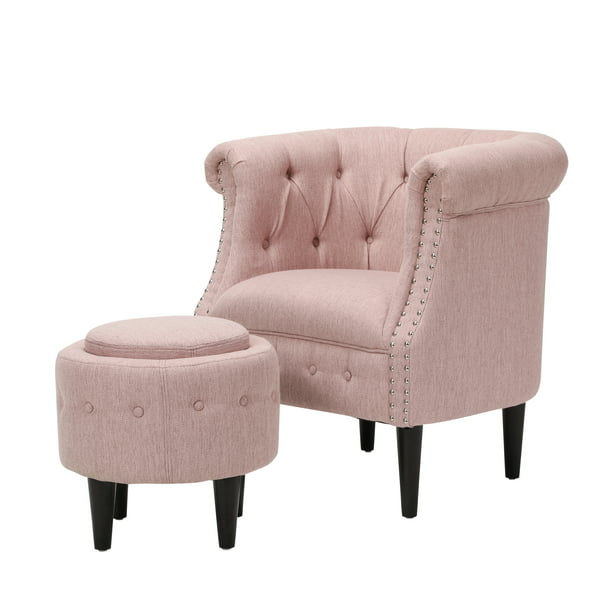 Atticus Petite Tufted Fabric Chair And, Small Club Chairs With Ottoman